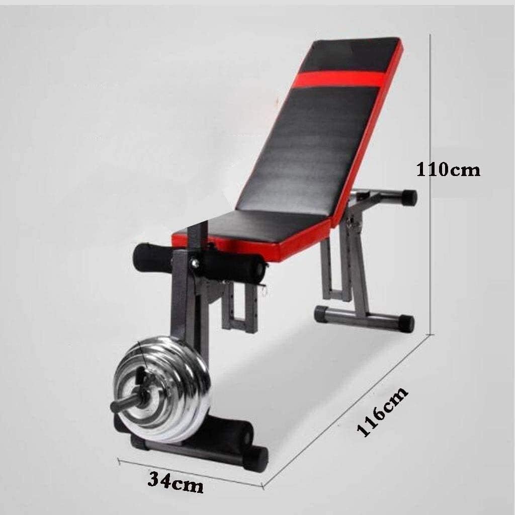 Weight Bench Adjustable Utility Gym Bench Multi-Purpose Sit Up Bench Strength Training Flat/Incline/Decline Exercise Utility Bench Red
