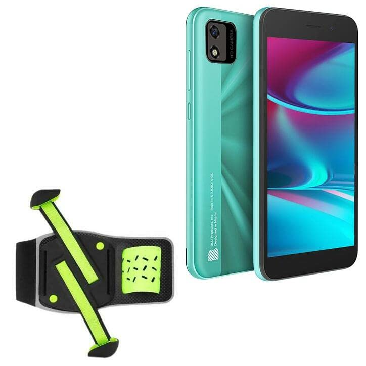 BoxWave Holster Compatible with BLU Studio X10L - FlexSport Armband, Adjustable Armband for Workout and Running - Stark Green