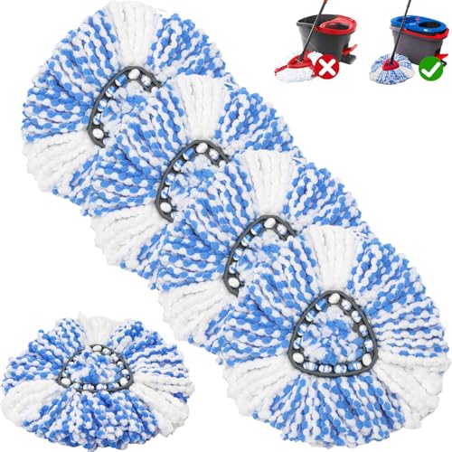 Vinuwu 5 Pack Spin Mop Heads Replacement Compatible with Vileda H2Pro Microfiber Mop Head Refill for RinseClean 2 Tank System Washable Reusable Mop Heads