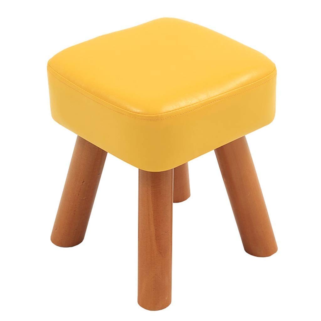 Pouf repose-pieds rembourré en PU jaune avec assise étanche