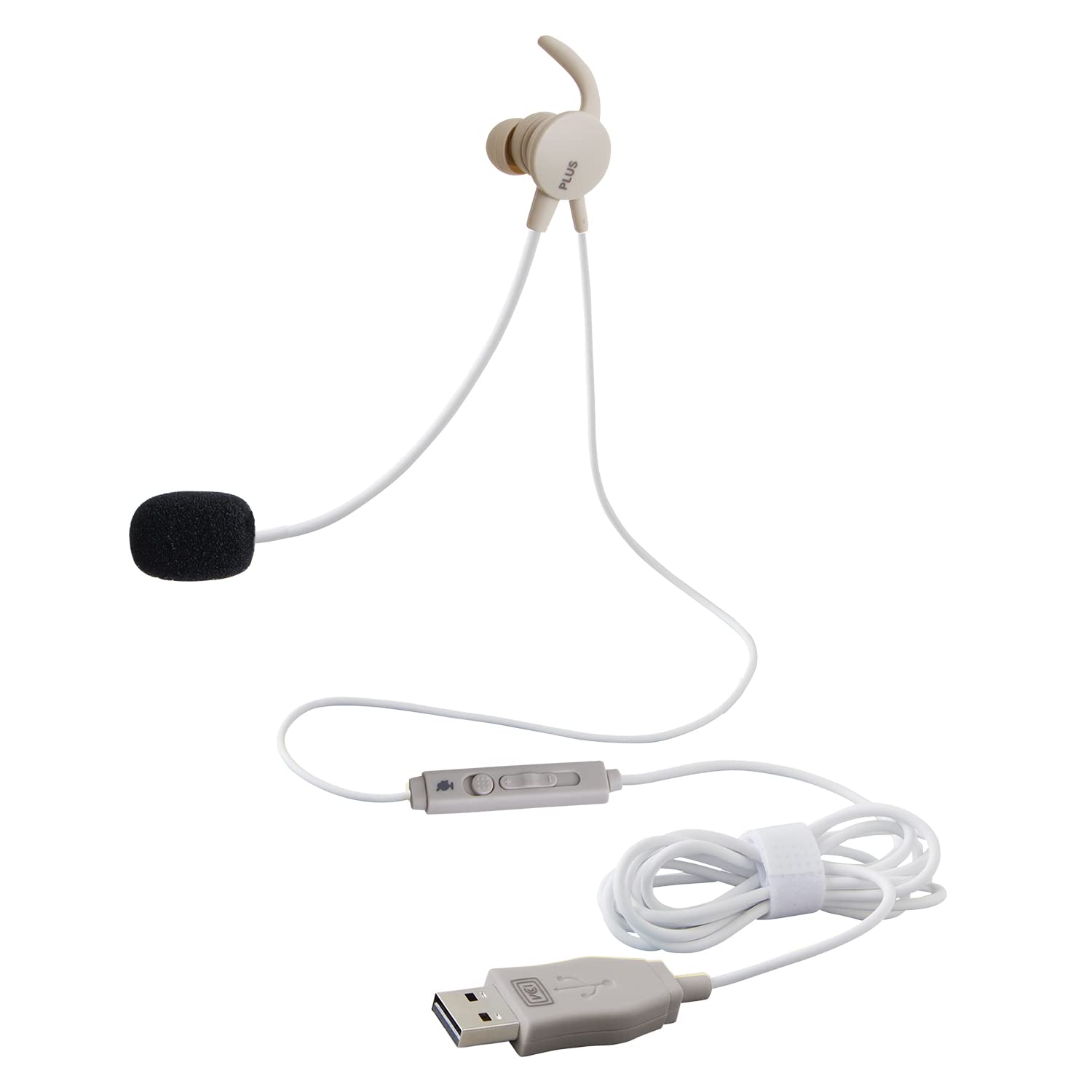 PLUS イヤホン ジブンイロ ケイタイする 小型ヘッドセット 片耳 グレー TW-HS003 428-821