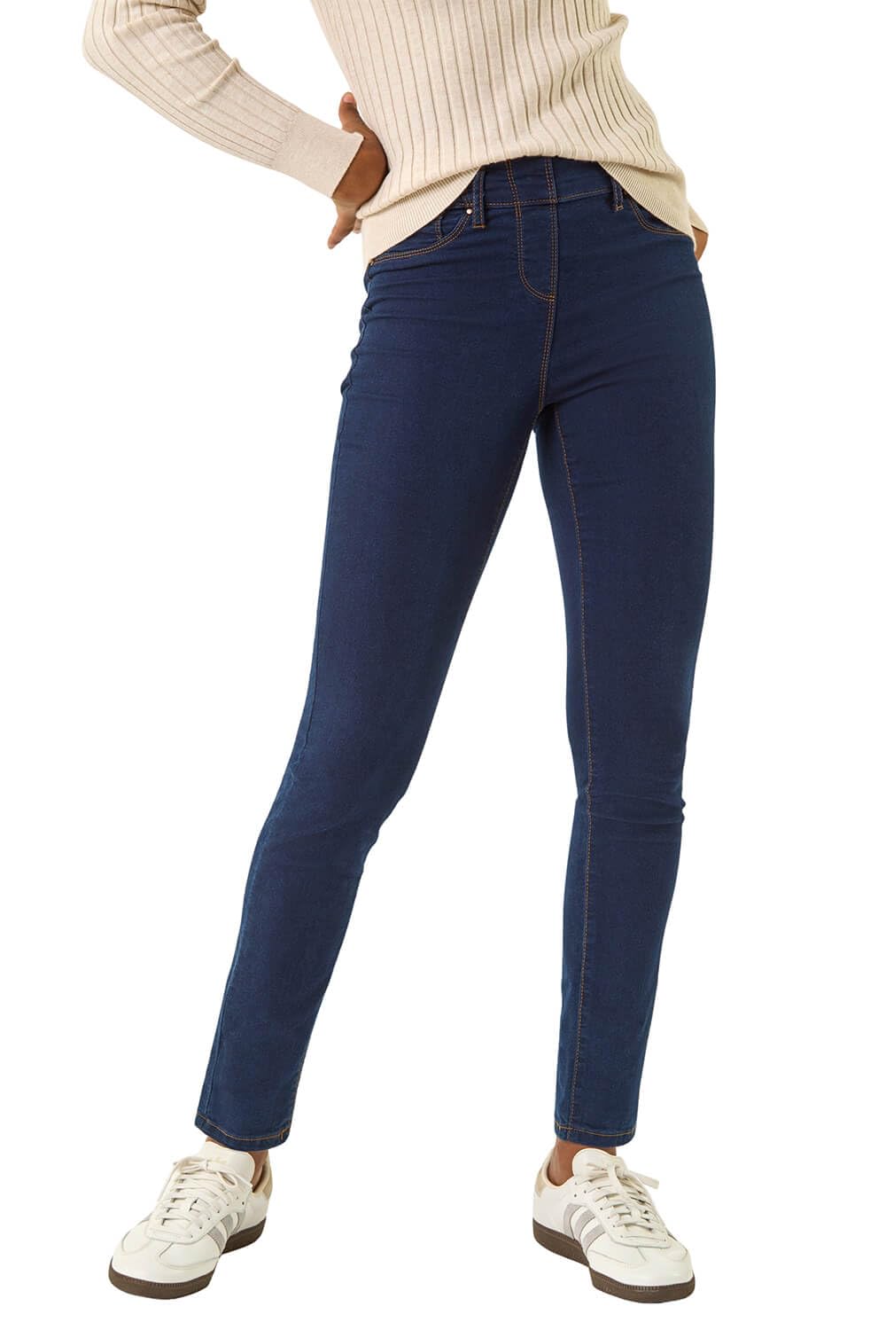 Roman Originals Jeggings for Women UK Indigo Jeans with High Waist Pull-On