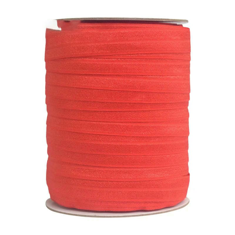 Rollo de 50 100 yardas de elásticos de satén de licra, brillantes y lisos, de 15 mm y 5/8", para doblar, para diademas, vestidos y costuras, color rojo, 100 yardas
