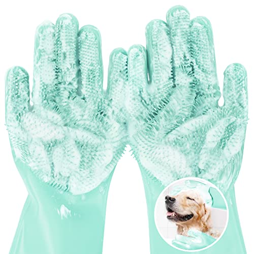 Pecute Pet Grooming Gloves Large, Heat Resistant Cat Bathing Gloves with High-Density Teeth, Silicone Dog Bathing Gloves with Enhanced Five Finger Design, for Washing, Bathing, and Massaging Pecute Pet Grooming Gloves Large, Heat Resistant Cat Bathing Gloves with High-Density Teeth, Silicone Dog Bathing Gloves with Enhanced Five Finger Design, for Washing, Bathing, and Massaging