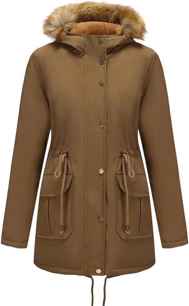Women Hooded White Goose Down Cotton-Padded Jacket Warm Winter Parka