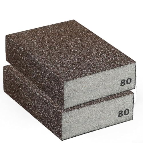 Zilimontt Lot de 2 blocs d'éponges abrasives flexibles humides et secs avec 7 options de grain 60 à 320, lavables et réutilisables pour bois, métal (grain 80)