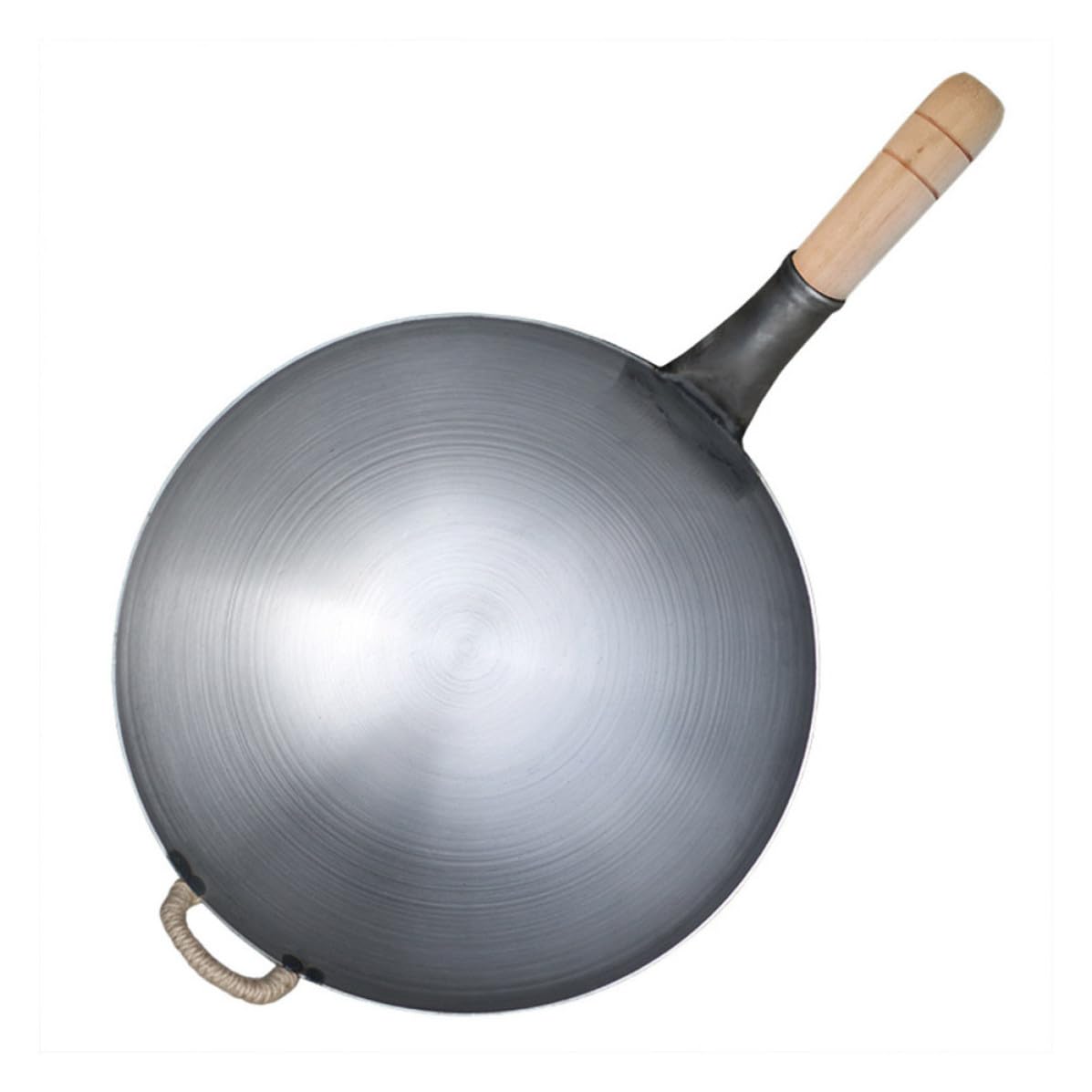 POPETPOP Wok Utensile Multifunzionale Padella Antiaderente Manico in Legno in Ferro Spesso Resistente e Pratico per Cucina a Gas, per Cucinare e Barbecue