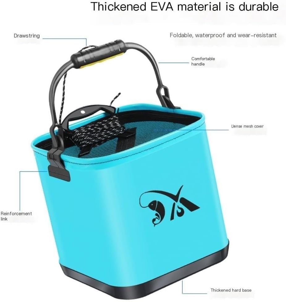 Outdoor Fishing Live Fish Bucket, EVA Portable Water Bucket with Foldable Strap, Thickened Fishing Box for Fish Storage