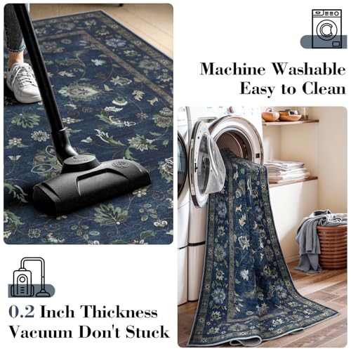 Tapete Floral Vintage Wonnitar 8x10 Lavable miniatura 5