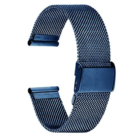 Alienwork Uhrenarmband Metall Mesh Armband Edelstahl blau