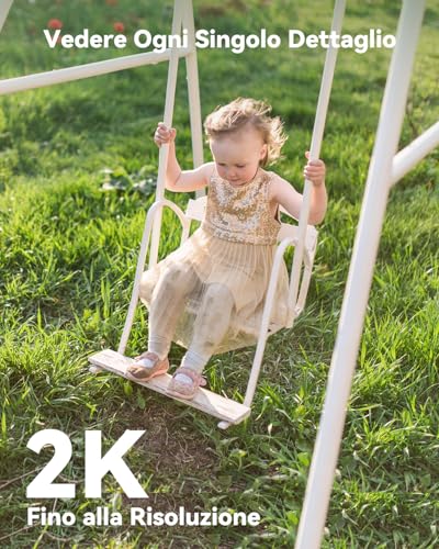 2K Telecamera Wi-Fi Esterno Visione Notturna a Colori, 3MP Telecamera WiFi 360° IP66, Rilevamento Umano, Tracciamento Intelligente, 2,4Ghz - Powerline - Immagine 2