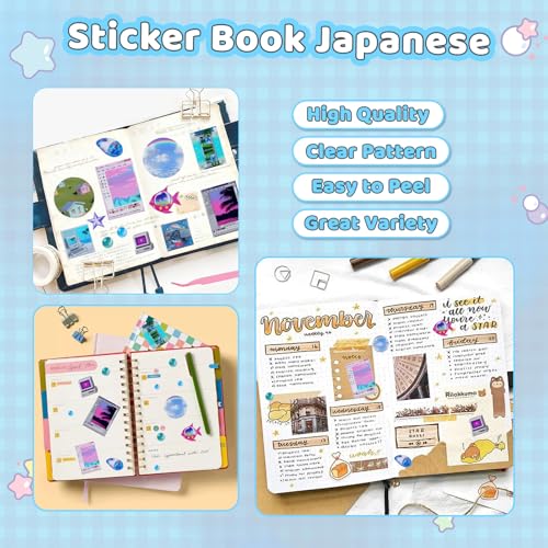 Image of 800Pcs Cute Scrapbook Stickers Travel Y2k Japanese Sticker Book for Adult Kawaii Korean Stickers for Journaling Laser Aesthetic Sticker Glitter Toploader Decor for DIY Card Art Crafts 30 Page Dream