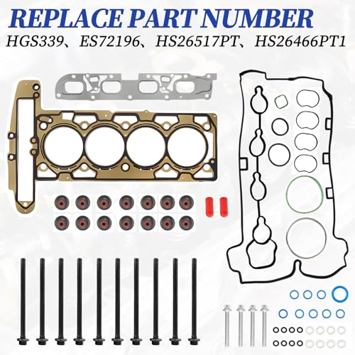 Image of Engine Head Gasket Set w /Cylinder Head Bolts ES72196 | Compatible with 2010-2017 Chevy Equinox Captiva Malibu GMC Terrain Buick Regal Lacrosse, GMC 2.4L 2384cc 145cid L4 DOHC