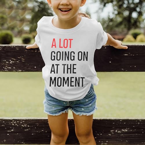 Image of LOTUCY Country Music Shirt Kids Girls Western Cowgirl Letters Graphic Tee | A Lot Going On at The Moment Shirt Kids Girls Cute Country Concert Outfits Nashville Gifts Tshirt Funny Graphic Tees
