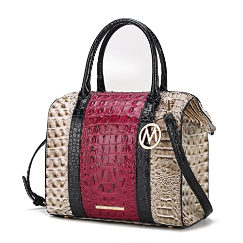 MKF Collection Bolsa feminina com alça superior de couro vegano em relevo de crocodilo da Mia K, Ember Fuschia, Large