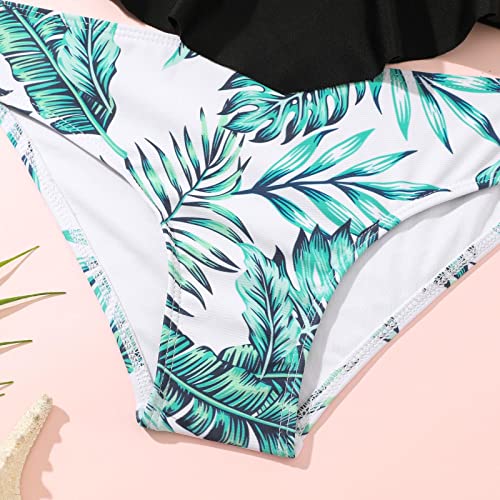 Girl's Swimsuit Two Piece Leaf Print Shorts for 7 to 14 Years Swimming Pool Hot Spring Bathing Suit Girls Size 73