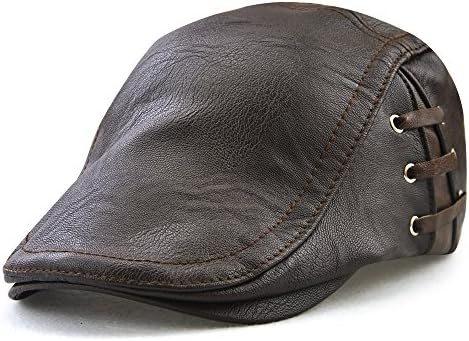 Cappello Da Uomo In Pelle PU Stile Gatsby - Berretto Piatto Regolabile Per Look Vintage