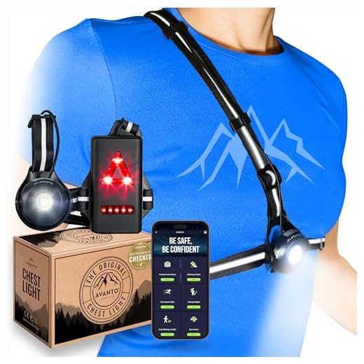 AVANTO Chest Running Light for Runners and Joggers with Adjustable Beam and Reflector, All in one Reflective Running Vest Gear, Safety Light, Headlamp Flashlights, USB LED Rechargeable Bicycle Light