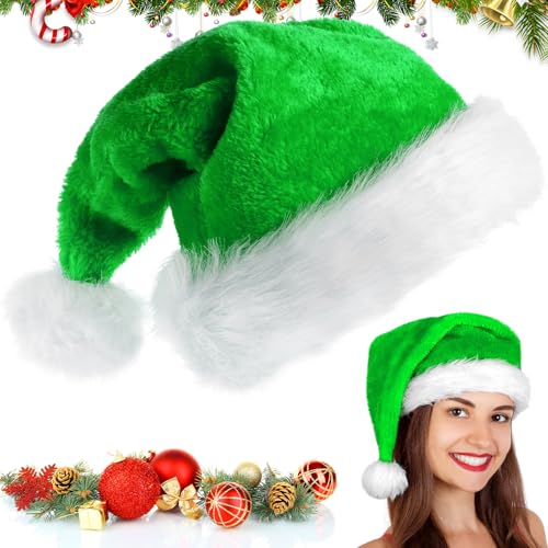 FUKPO Gorro Navidad Verde, Gorros Navidad Gorro Papa Noel Adulto Navideño, Gorros Santa Claus Navideños