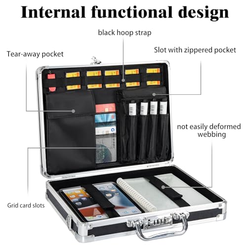 Image of Clipboard with Storage Combination Lock with Handle | metal clipboard with storage aluminum briefcase Storage Clipboard 13.5 x 10 Inches, Sliver