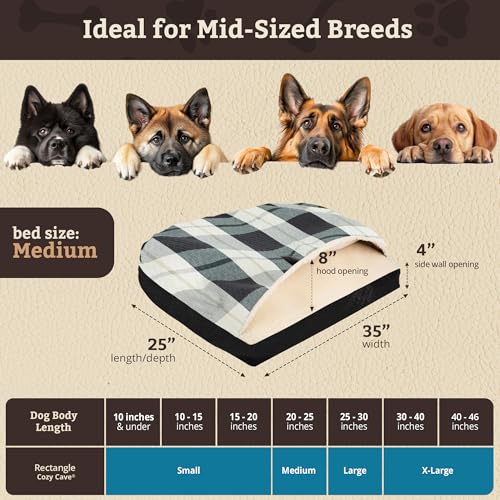 Image of Snoozer Rectangle Cozy Cave Dog Bed, Hooded Dog Bed, Barkley B Diamond (M)