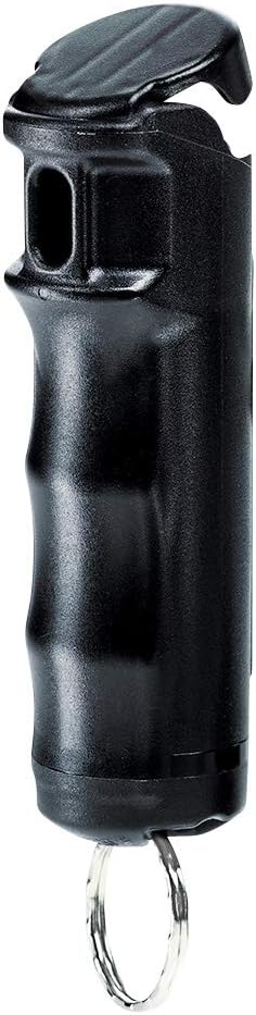 SABRE RED Flip Top Pepper Gel Spray Keychain – Maximum Strength OC Spray, Durable Hard Case, Easier to Use, Finger Grip for Accurate Aim, 12-Foot (4M) Range, 25 Bursts (5x Other Brands) – Gel is Safer