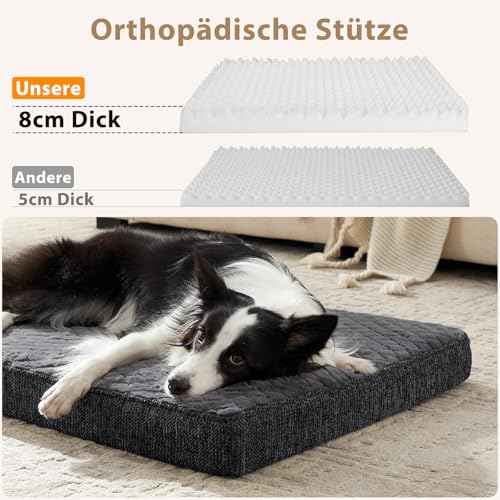 JOEJOY Orthopädisches Hundebett Grosse Hunde, Hundekissen Waschbar Flauschig Hundematte, Hundematratze für Grosse Hunde, rutschfeste Unterseite, 89x56x8cm
