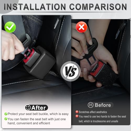 Image of Amiss 2PCS Seat Belt Buckle Holder, Universal Silicone Rear Seat Belt Booster & Fixer for Easy Access, Keeping Receptacle Upright, Car Interior Accessories-Fits Most Cars (Black)