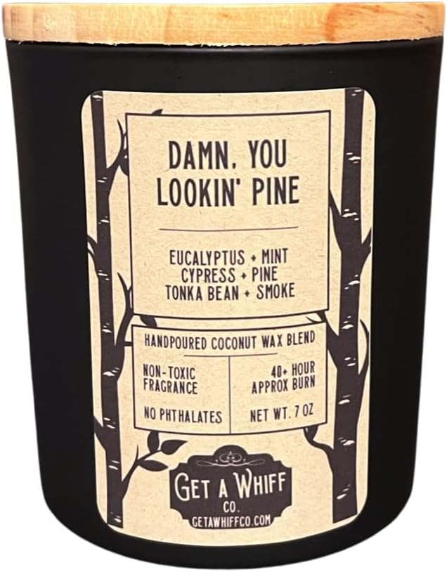 Vela perfumada de pino y eucalipto, vela en frasco, 7 onzas, estilo moderno, rústico, no tóxico, ecológico, mecha de madera