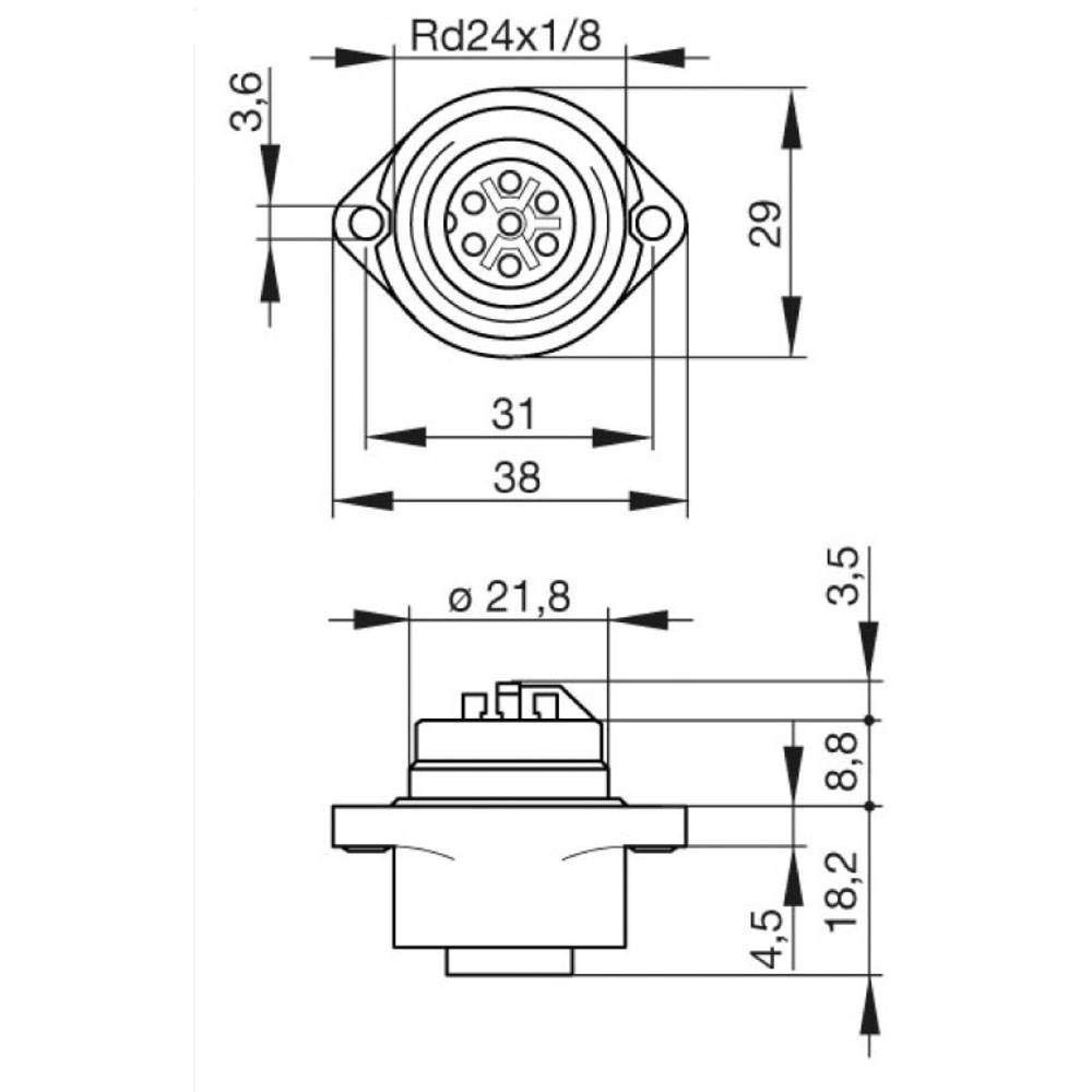 Hirschmann 932 325-100-1 932325100 Rundstecker Buchse, Einbau Gesamtpolzahl: 6 + PE Serie (Rundsteckverbinder): CA 1 St