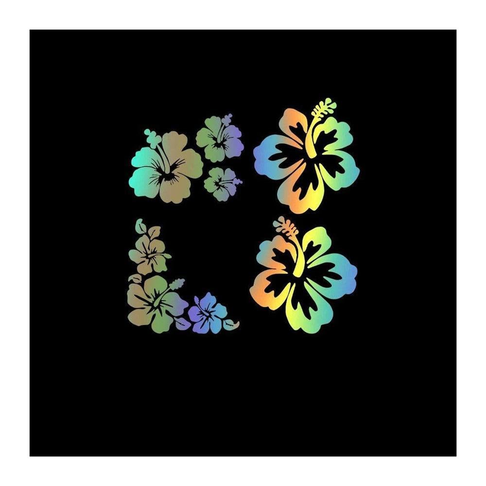 Flower Car Stickers Decal Car Styling Body Black Silver(Reflective Lasers Black White,28cmX28cm)