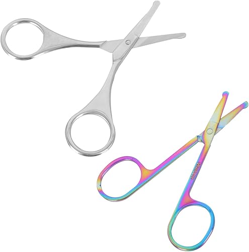 Beatifufu Herramientas 2 unids Tijeras de pelo de nariz Traje para Hombres Tijeras de Pestañas Barba Tijeras Multiusos Tijeras de Nariz Cortadores