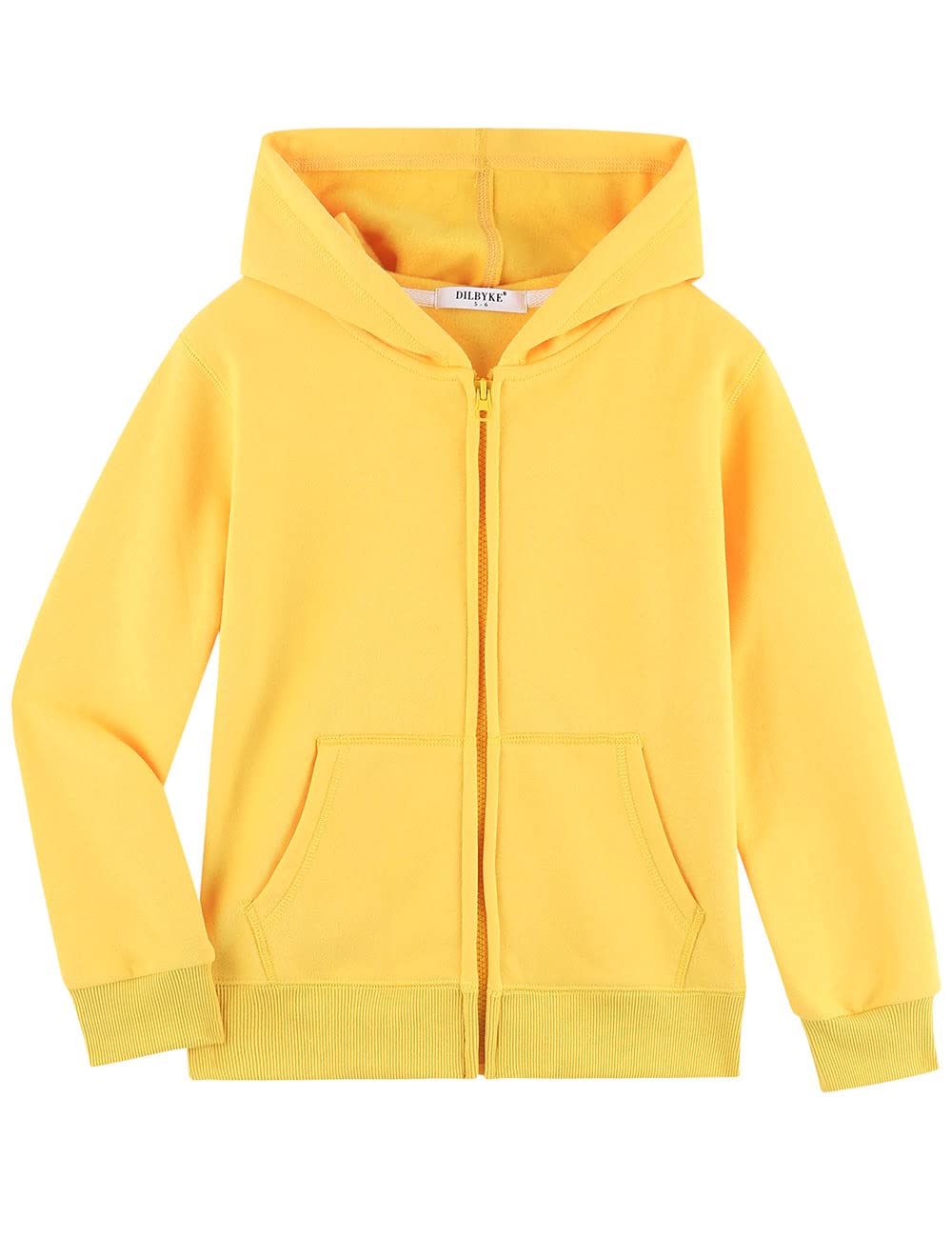DILBYKE Boys Girls Hoodies Hooded Sweatshirts Solid Fleece Hoodie Classic Full Zipper Top Plush Cotton