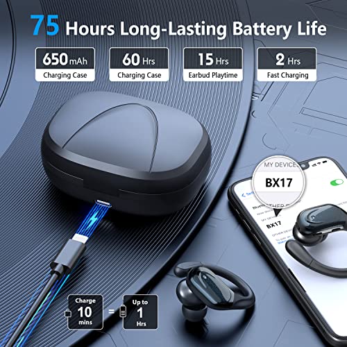 Joobesthy Wireless Earbuds Bluetooth Headphones, 75Hrs Playtime Sport Earphones With Wireless Charging Case & Led Digital Display Ipx6 Waterproof Earphones With Earhooks Hifi Sound For Working And Gym #TOP2