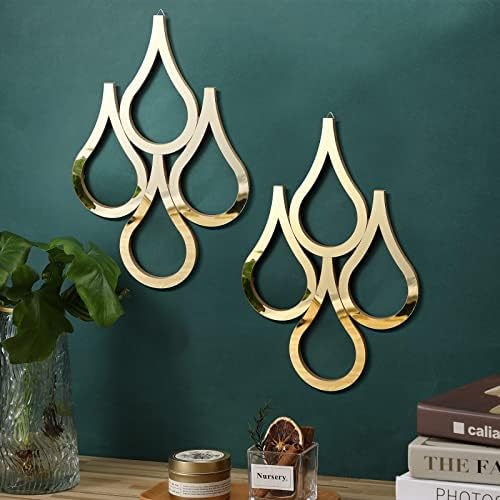 2 Pieces Teardrop Wall Mirror Hanging Wall Mounted Decorative Accent Mirror for Home