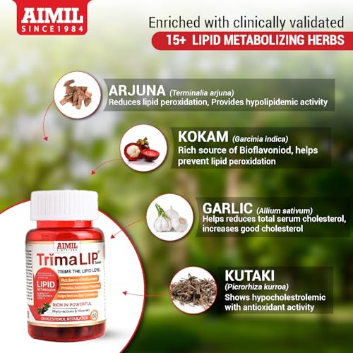 Image of AIMIL TrimaLIP Cholesterol Lowering Tablets, 60 Tablets per Pack, For Healthy Cholesterol Levels