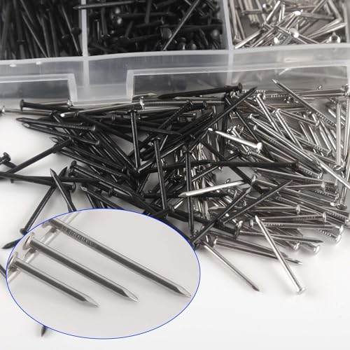 Image of newlng 1160pcs Small Nails Assortment 1.5mm Thick Black & Silver DIY Nails for Wood Tiny Nail for String Art Wood Crafts Jewelry Box Decorations 1.5 x15mm 1.5 x 20mm 1.5x25mm