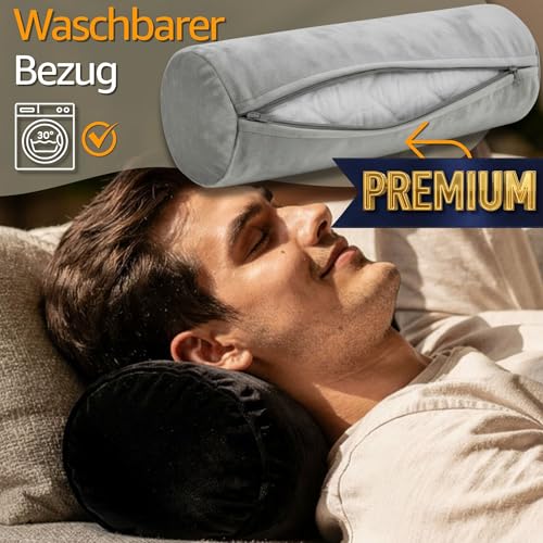 Totsy Baby Cuscino Cilindrico Per Cervicale Lombare E Ginocchia Per Letto O Divano 40X15 Cm - Cuscini Cilindrici Per Corpo E Yoga In Schiuma Con Fodere In Velluto Beige - 5