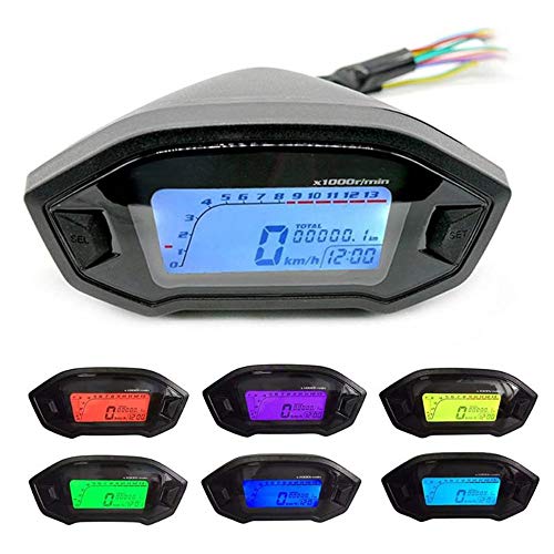 GZLMMY Universal Motocicleta LCD Digital Velocímetro odómetro Retroiluminación Moto para 2,4 Cilindros 1300r/min (negro) Cover
