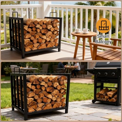MilleLoom Firewood Holder, 1Pcs Black Surface Coated Firewood, Space-Saving Compact Size, Decorative & Ventilated Design, Versatile Indoor & Outdoor Use, Stable & Easy to Assemble by MilleLoom - Image 2