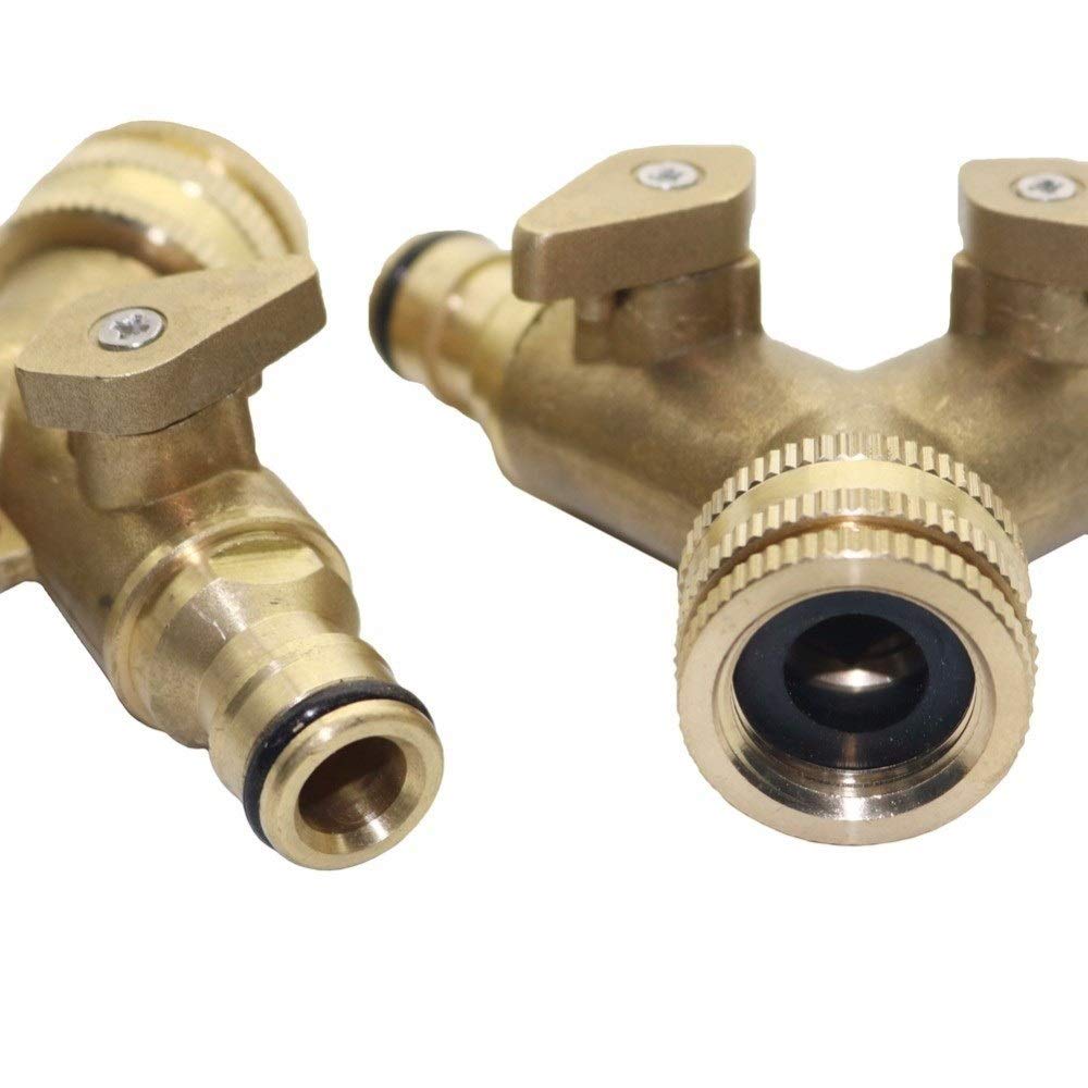 Raccordi idraulici Valvola a sfera Raccordo for tubo flessibile 3/4" Ottone Giunto di chiusura a 2 vie con valvola Rubinetto dell'acqua da giardino Splitter Connettore for tubo dell'acqua Giunto in ra