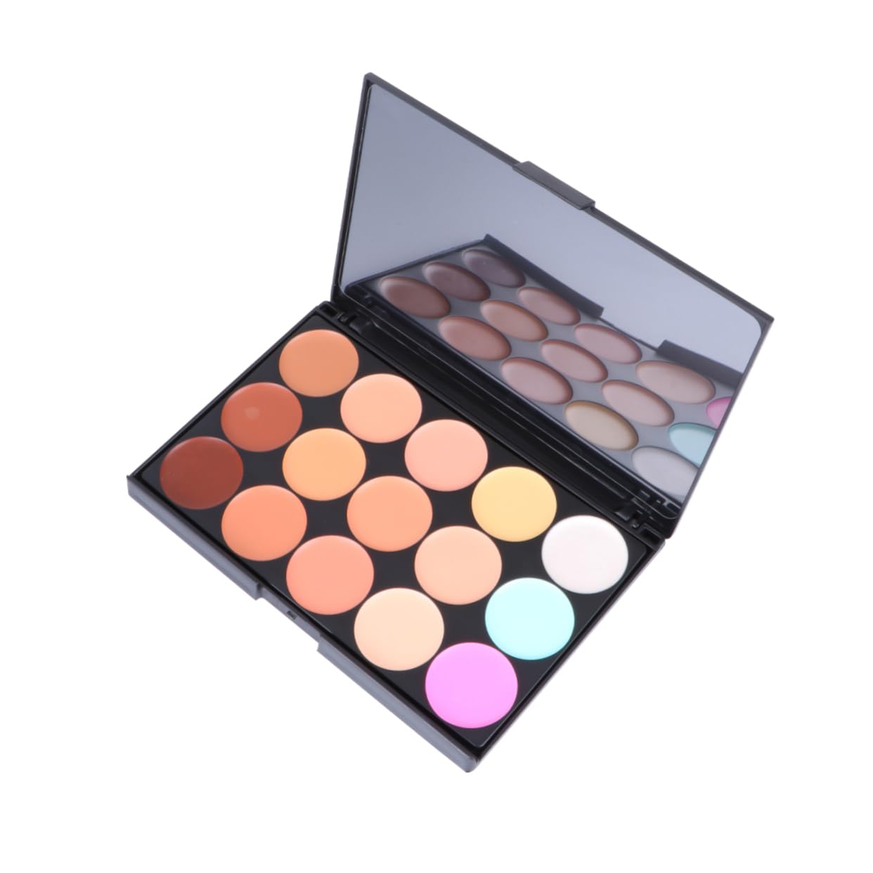 IWOWHERO Angled Makeup Brush for Concealer 15 Colors Face Powder Concealer Palette