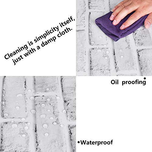 Mecpar White Grey Brick Wallpaper 17.71” X 78.7” Brick Contact Paper Vintage White Brick Peel And Stick Wallpaper Self-Adhesive Brick Textured Wallpaper For Backsplash Shelf Liner Home Wall Decor #TOP4