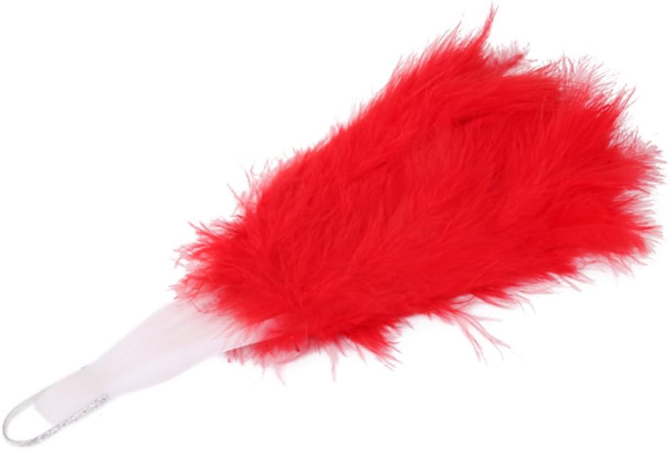 CALANDIS Ladies Burlesque Feather Hand Fan Fancy Dress Costume Prop Red