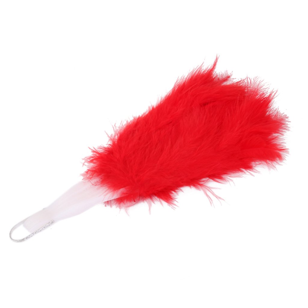CALANDIS Ladies Burlesque Feather Hand Fan Fancy Dress Costume Prop Red