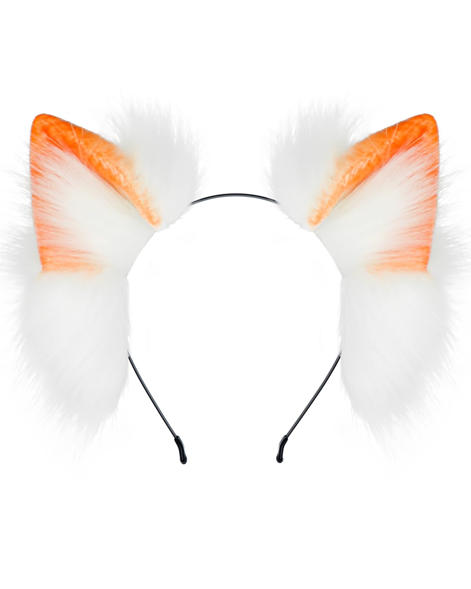 ZFKJERS Handmade Cat Ears Headband Furry Plush Animal Ear Hairband for Cosplay Costume Halloween, Party Outfit (Orange)