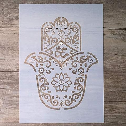 DIY Mandala Hamsa Stencil Template for Scrapbooking Painting on Wall Furniture Crafts (A4 Size) Cover