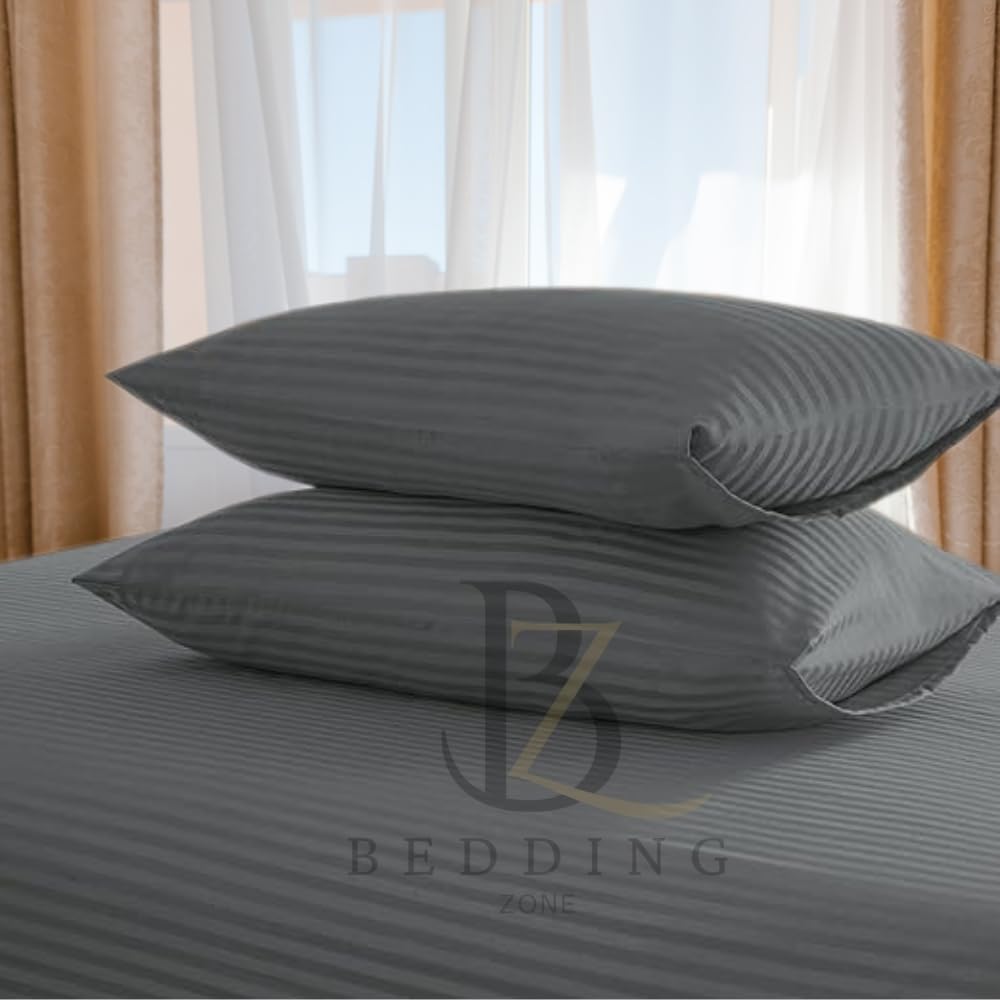 Standard Pillowcase 2pc Set,1cm Stripe, Size: 50x75cm (Gray)