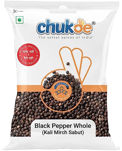 Image of Chukde Black Pepper Whole - Bold Size, High Oil & Flavor, Sterilized for Safety | Adulteration-free, Rich in Volatile Oil for Enhanced Taste | Gol morich, Kali mari, Kari menasu | 150 Gram (50 Gm x 3)