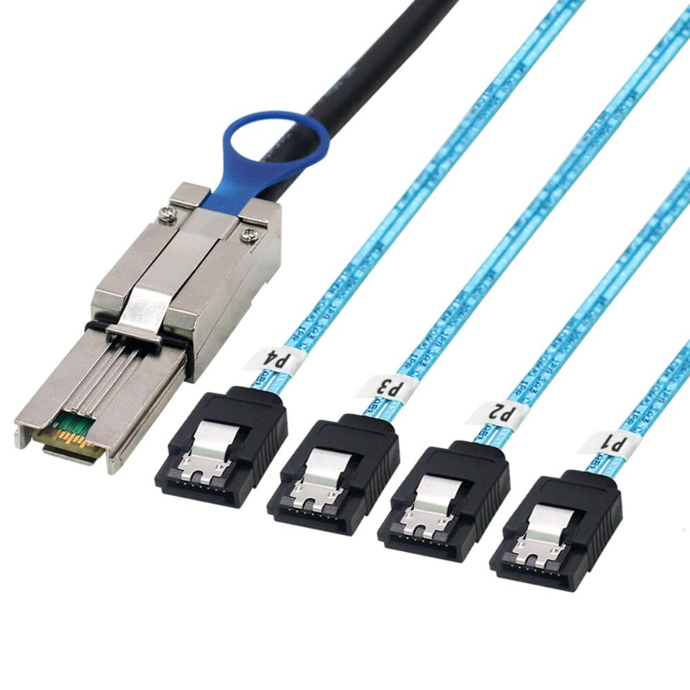 KAGAUOAS Mini SAS 26Pin SFF-8088 Male to 4 SATA 7Pin Female Cable Target/Backplane Connecting Cable